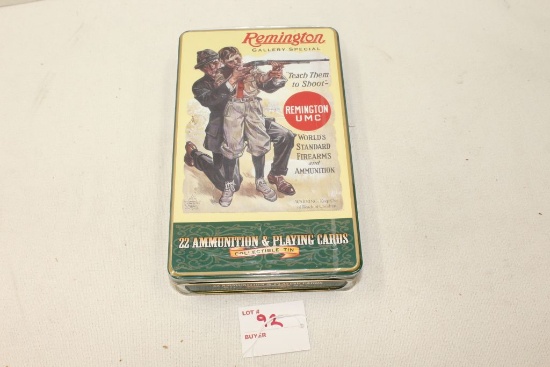 Remington Gallery Special Collector Tin, 400rds, .22LR, High Velocity Golden Bullet, plus 1 deck of