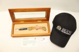 Buck 100th Year Edition Knife, 2002, Model 110, 24K Gold etched logo, includes 100th Anniv baseball