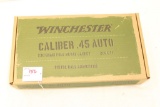 Winchester .45Auto ammo, 200 rds, 230gr FMJ ball ammo in wood collector box