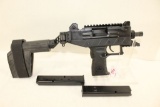 Uzi Pro 9mm Pistol, threaded barrel, w/folding stabilizing brace, w/2 magazines, s/n U2001303, ANIB