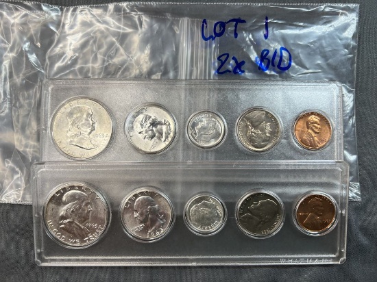 Two 1963 United States Mint Sets - Plastic Holder