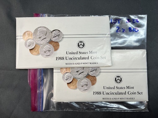 Two 1988 United States Mint Sets - Complete P&D