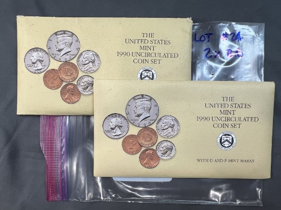 Two 1990 United States Mint Sets - Complete P&D