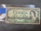 Bank of Canada One Dollar Note, Ottowa Series 1954 - VG