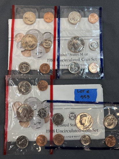 Two 1988 United States Mint Sets - Complete P&D