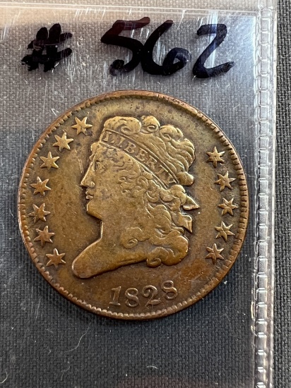 1828 Coronet Half Cent - old cleaning - F Details