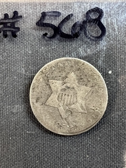 1852 Three Cent Silver - AG