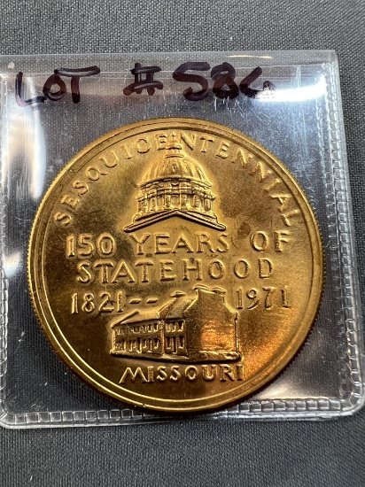 1971 Missouri State Sesquicentennial Copper Medal - Unc