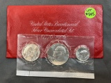 1976 United States Bicentennial Silver Uncirculated 3 Coin Set, Missing Cardboard Frame