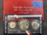 1976 United States Bicentennial Silver Uncirculated 3 Coin Set