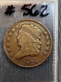 1828 Coronet Half Cent - old cleaning - F Details