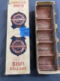 The Longson Coin Box $100 Dollars - Wood and cardboard Vintage