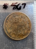 1865 Two Cent Piece - Fancy 5 - G