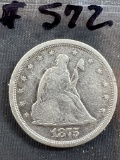 1875S Twenty Cent Piece Cleaned - VF