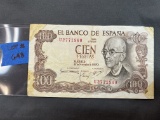 Bank of Spain One Hundred Pesetas Note, Series November 17, 1970 - VG