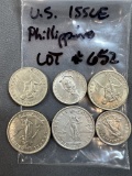 Group of U.S. Phillipino Issue Coins - Two 1944 Five Centavos, Two 1944 Ten Centavos, One 1938 and O