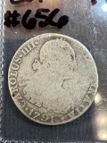 1791 Spanish Bolivia Silver 2 Reales Coin - Off Center Strike - VG/F