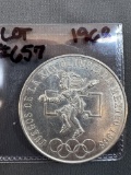 1968 Mexican 25 Pesos Olympic Coin - 72% Silver - AU