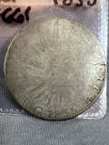 1835 First Republic of Mexico 8 Reales Coin, Cracked Planchet - 90% Silver - AG