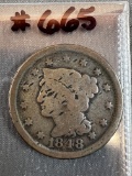 1848 Braided Hair Large Cent - Obverse Marks - G Details