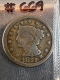 1851 Braided Hair Large Cent - G/AG