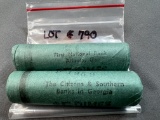 Two 1959 Roosevelt Dime BU Shot Gun Rolls - All ends not visible assumed to be 1959