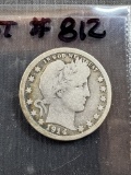 1914 Barber Quarter Dollar - VG