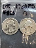 1938 P & S Washington Quarter Dollars - G