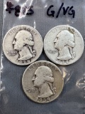 1939 PDS Washington Quarter Dollars - G/VG