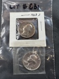 1964 and 1968S Washington Quarter Dollar Proof Coins - PR