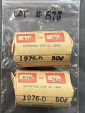 Two 1976D Bicentennial Kennedy Half Dollar Original BU Rolls of 20 Coins