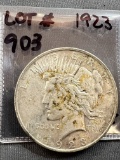 1923 Silver Peace Dollar with Residue - VF