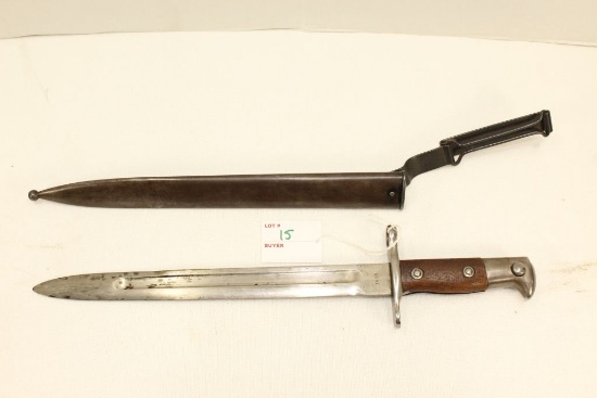 .30-40 Krag Rifle Bayonet, great condition, w/sheath. "97143" stamped on handle