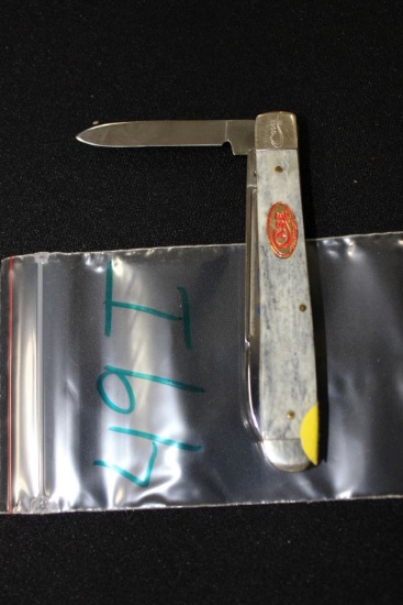 Case Collectors Club 1987 #0043, B12019ss 2 Blade Gray Bone Handle Knife With Case Shield, 4"