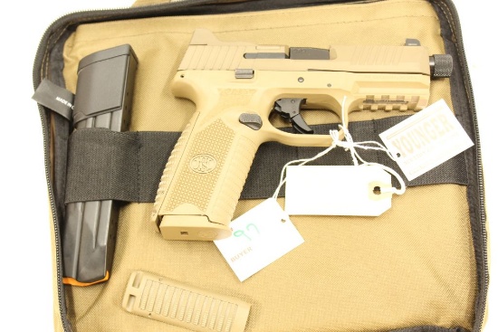 FN 509T, 9mm, semi-auto pistol, FDE, Threaded Muzzle, 2 magazines, nylon case, ANIB, sn GKS0217201