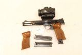Smith & Wesson Model 41-1 .22 Short target pistol, wood grips, w/ Tasco Pro Dot scope, includes 3