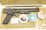 Crosman 130 Pellet Pistol in case, w/pellets