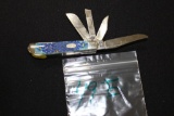 Case xx 6507SS 5 Blade Blue Bone Handle Pocket Knife, 3.25