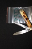 Trapper Jack Bull Dog 2 Blade Tan Brown Man Made Handle With Hunter Shield 4