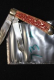 Panhandle Trapper Three Bears Cutlery #083 1989 2 Blade Red Dyed Bone Handle 3