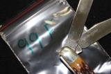 Old Reliable Bull Dog 1985 Prototype 2 Blade Bone Handle with Diamond Shield Pocket Knife