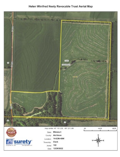 102 Acres +/- Missouri Farmland, 88% Tillable