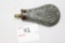 Brass powder flask, with clam shell design, 4 1/4