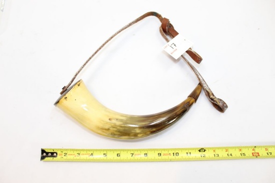 Black Powder horn, w/leather sling, 12" OAL