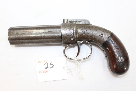 Allen & Thurber Vintage, 6-Shot Pepperbox pistol, non-working, floral engraving on both sides, 3 3/8