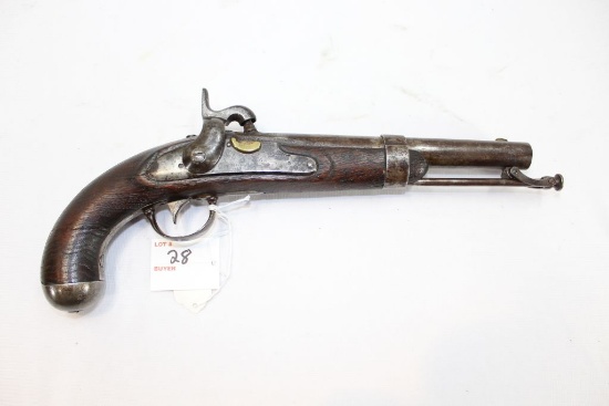 A.H. Walters 1844 Vintage Percussion Cap single shot pistol, Millbury, Mass., .54cal, used, 14 1/2"