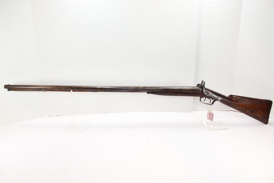 Double Barrel Percussion cap side by side shotgun, 12gauge, stamped "Jos Golcher" on wide plate with