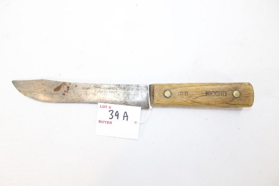 "Old Hickory" wood handle knife,  11 1/2" OAL, 6 3/4" blade, "Shapleigh's Hammer forged" "1843-1934"