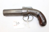 Allen & Thurber Vintage, 6-Shot Pepperbox pistol, non-working, floral engraving on both sides, 3 3/8