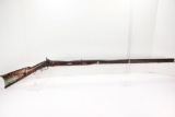 Kentucky Long rifle, percussion cap black powder muzzle loader, Fiddle Back Maple Stock, barrel mark